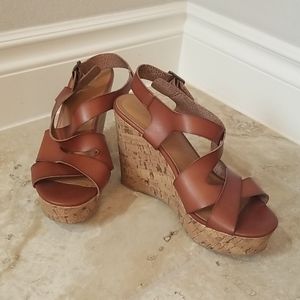 Brown Mossimo sandal wedges, size 8